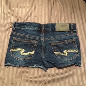 Girls Silver Jean Shorts - Lacy.